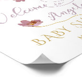 春ワイルドフラワーパープルガールベビーシャワーへようこそ ポスター (角)