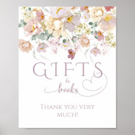 春ワイルドフラワーパープルガールベビーシャワーギフト ポスター