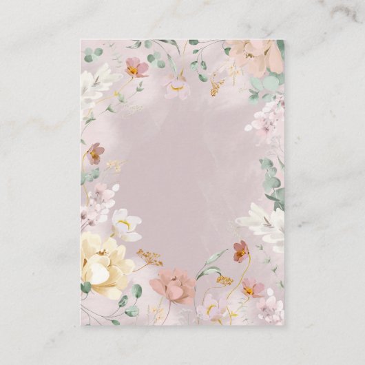 春ワイルドフラワーパープルガール赤ちゃんシャワーおむつ エンクロージャーカード (裏面)