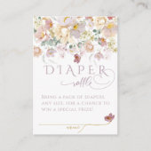 春ワイルドフラワーパープルガール赤ちゃんシャワーおむつ エンクロージャーカード (正面)