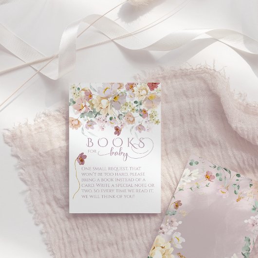 春ワイルドフラワーパープルガール赤ちゃんシャワー本 エンクロージャーカード