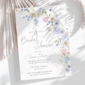 春ワイルドフラワーパープルピンクブライダルシャワー 招待状