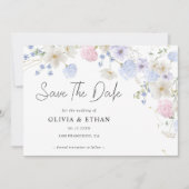 春ワイルドフラワーパープルピンク結婚ズ セーブザデート (正面)