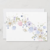 春ワイルドフラワーパープルピンク結婚ズ セーブザデート (裏面)