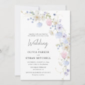 春ワイルドフラワーパープルピンク結婚ズ 招待状 (正面)