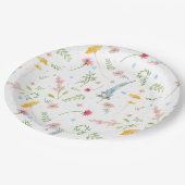 春ワイルドフラワーピンクガーデンフローラ水彩 ペーパープレート (アングル)