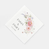 春ワイルドフラワーピンク結婚ホワイトのナプキン スタンダードランチョンナプキン (角)