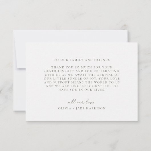 春ワイルドフラワーフィールドバタフライベビーシャワー サンキューカード (裏面)