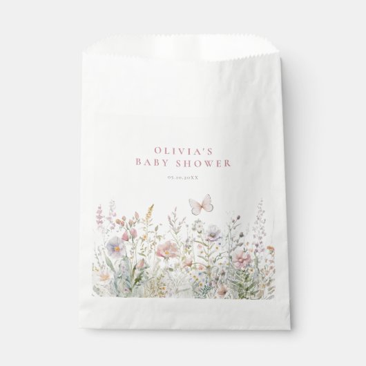 春ワイルドフラワーフィールドバタフライベビーシャワー フェイバーバッグ (正面)