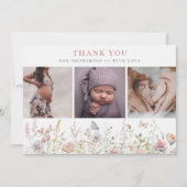 春ワイルドフラワーフィールド赤ちゃんシャワー3枚 サンキューカード (正面)