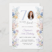 春ワイルドフラワーフォト70誕生日 招待状 (正面/裏面)