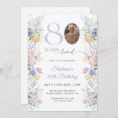 春ワイルドフラワーフォト80誕生日 招待状 (正面/裏面)