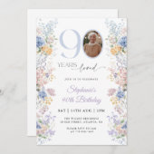 春ワイルドフラワーフォト90誕生日 招待状 (正面/裏面)