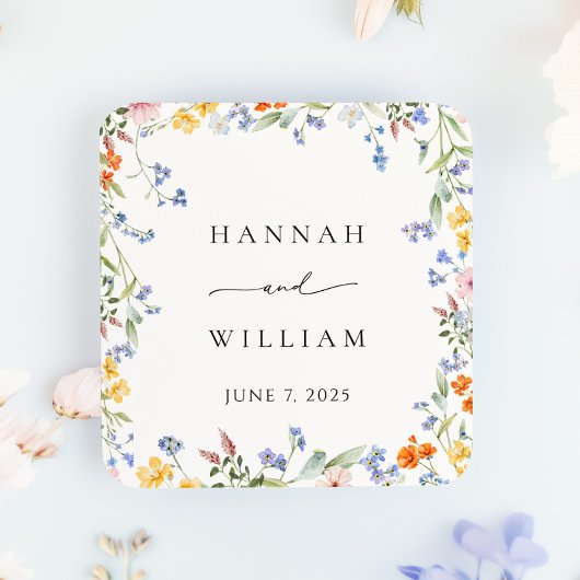 春ワイルドフラワーフレーム庭園の結婚式 スクエアシール