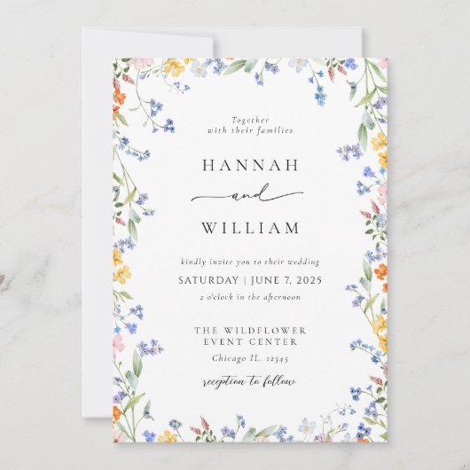 春ワイルドフラワーフレーム庭園の結婚式 招待状 (正面)