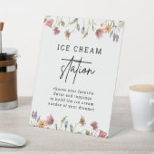 春ワイルドフラワーフローラアイスクリームステーション標識 台座サイン (インサイチュ)