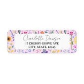 春ワイルドフラワーフローラピンクガーリー差出人住所 ラベル (正面)