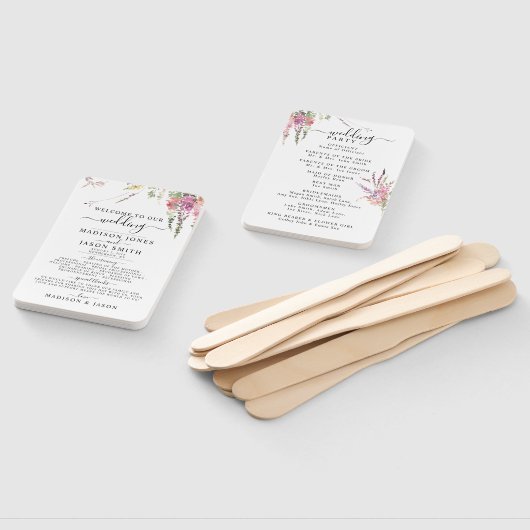 春ワイルドフラワーフローラ結婚式 プログラム ハンドファン (組立なし)