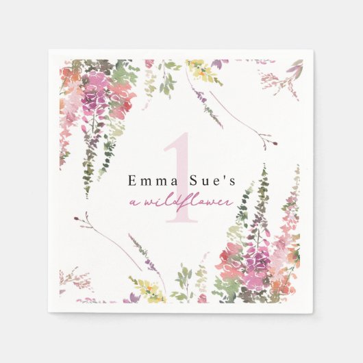春ワイルドフラワーフローラ誕生日ナプキンス スタンダードカクテルナプキン (正面)