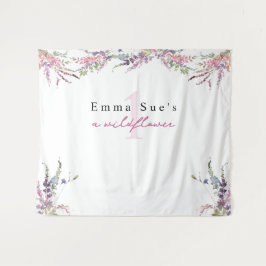 春ワイルドフラワーフローラ誕生日背景バナー タペストリー