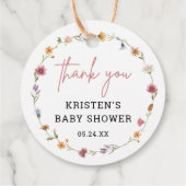 春ワイルドフラワーベイビーシャワーありがとうメッセージカード フェイバータグ (裏面)
