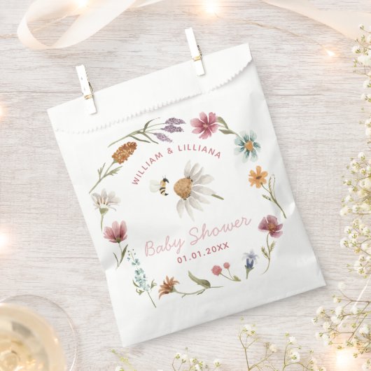 春ワイルドフラワーベイビーシャワーありがとう フェイバーバッグ (クリップ留めされた状態)