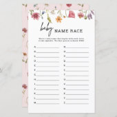 春ワイルドフラワーベイビーシャワーベビー名レースゲーム (正面/裏面)