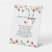 春ワイルドフラワーベイビーシャワー言わないベビーゲーム 台座サイン (正面)