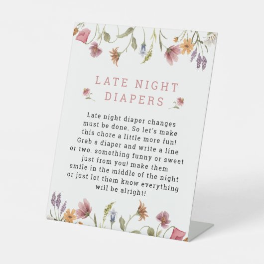 春ワイルドフラワーベビーゲームレイトナイトおむつサイン 台座サイン (正面)
