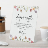 春ワイルドフラワーベビーシャワーおむつラッフルサイン 台座サイン (インサイチュ)