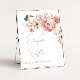 春ワイルドフラワーベビーシャワーおむつラッフル ポスター