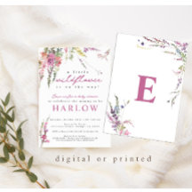 春ワイルドフラワーベビーシャワー招待状