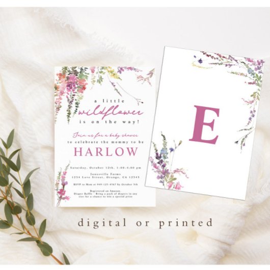 春ワイルドフラワーベビーシャワー招待状 案内状