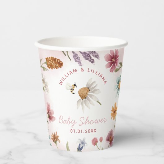 春ワイルドフラワーベビーシャワー紙カップ 紙コップ (正面)