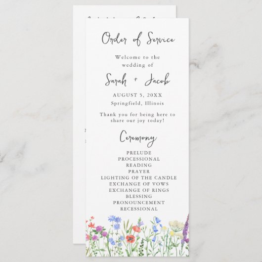 春ワイルドフラワーボホ庭園の結婚式プログラム プログラム (正面/裏面)