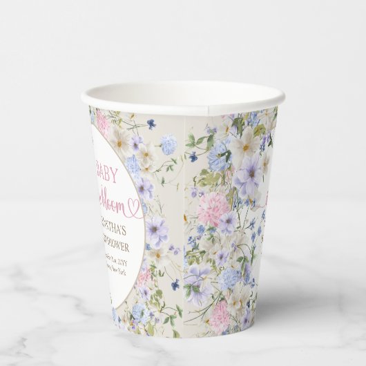 春ワイルドフラワーメドウガーデンベビーシャワー 紙コップ (右)