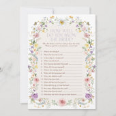春ワイルドフラワーメドウブライダルシャワーゲームカード 招待状 (正面)