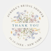 春ワイルドフラワーメドウブライダルシャワー感謝していユー ラウンドシール (正面)