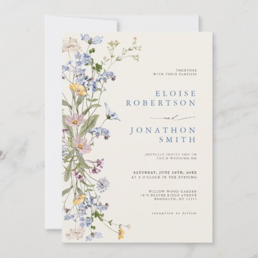 春ワイルドフラワーメドウ庭園の結婚式 招待状 (正面)