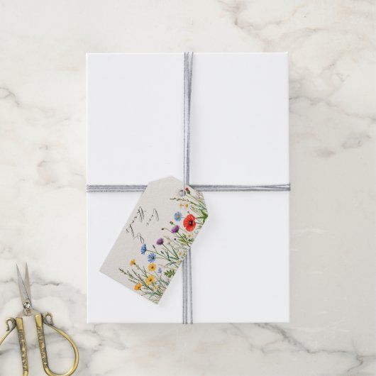 春ワイルドフラワーメドウ結婚ズ ギフトタグ (より糸付き)