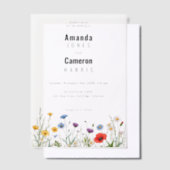 春ワイルドフラワーメドウ結婚ズ ベラム紙招待状 (オフセット)