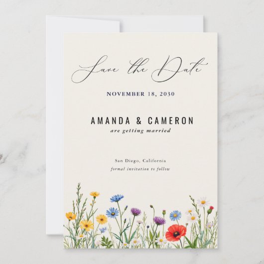春ワイルドフラワーメドウ結婚写真 セーブザデート (正面)