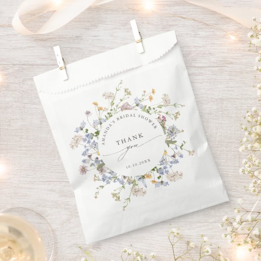 春ワイルドフラワーメドーガーデンブライダルシャワー フェイバーバッグ (クリップ留めされた状態)