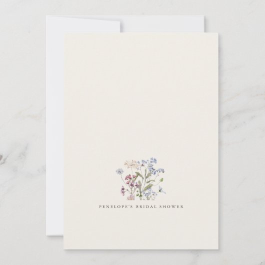 春ワイルドフラワーメドーガーデンブライダルシャワー 招待状 (裏面)