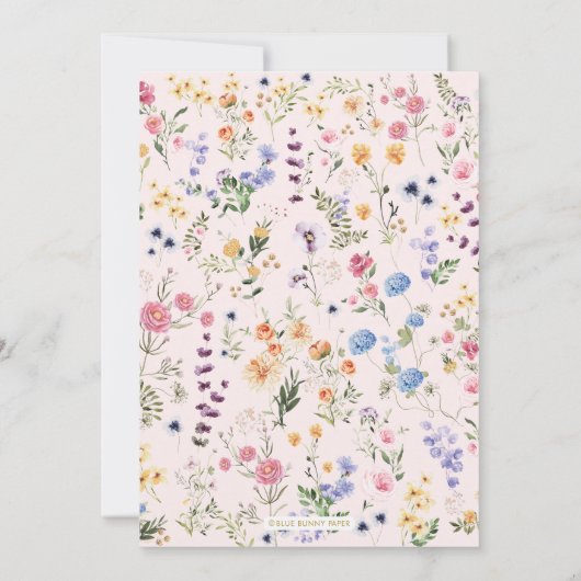 春ワイルドフラワーメドーガール1st誕生日パーティー 招待状 (裏面)