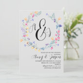 春ワイルドフラワーリースパステルパープルグレイ 招待状 (スタンド正面)