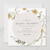 春ワイルドフラワーリースホワイトスクエア結婚ズ 招待状 (正面)