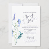 春ワイルドフラワーリースミュートラベンダー結婚ズ 招待状 (正面)