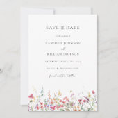 春ワイルドフラワー日付の保存結婚式招待状 招待状 (正面)