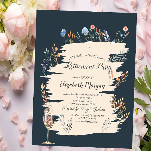 春ワイルドフラワー牧草地、ガラスの引退 招待状